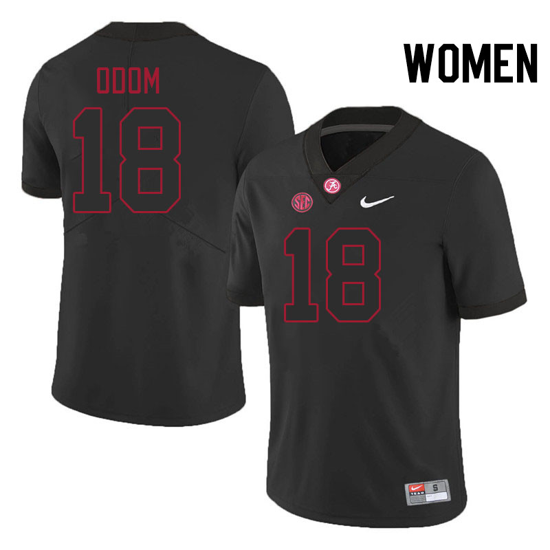 Women #18 Caleb Odom Alabama Crimson Tide College Football Jerseys Stitched-Blackout